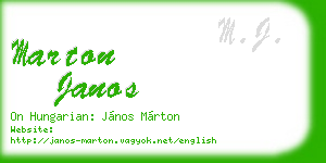 marton janos business card